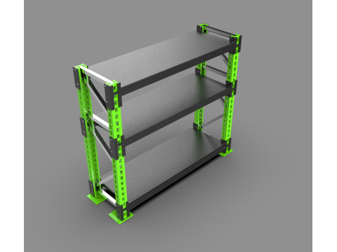 Armazém industrial da prateleira da cremalheira do armazenamento do metal resistente Modelo 3D