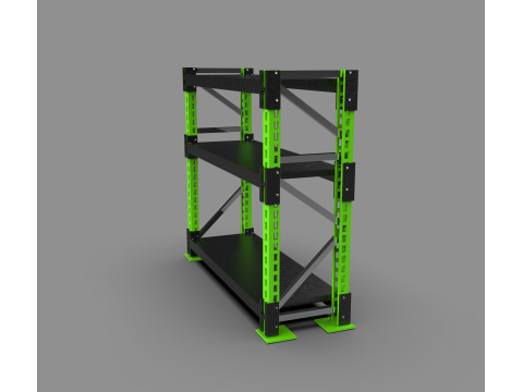 Armazém industrial da prateleira da cremalheira do armazenamento do metal resistente Modelo 3D