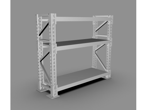 Armazém industrial da prateleira da cremalheira do armazenamento do metal resistente Modelo 3D