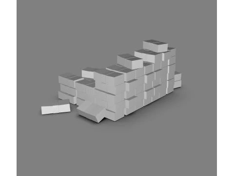Stacks of Money Cash Piles Prop 3D Model