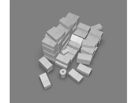 Stacks of Money Cash Piles Prop 3D Model