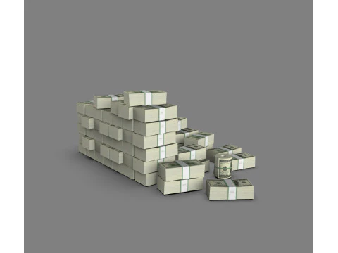 Stacks of Money Cash Piles Prop 3D Model