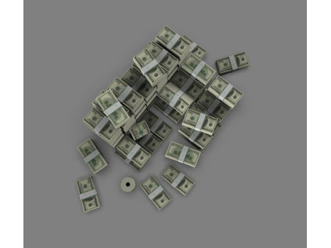 Stacks of Money Cash Piles Prop 3D Model