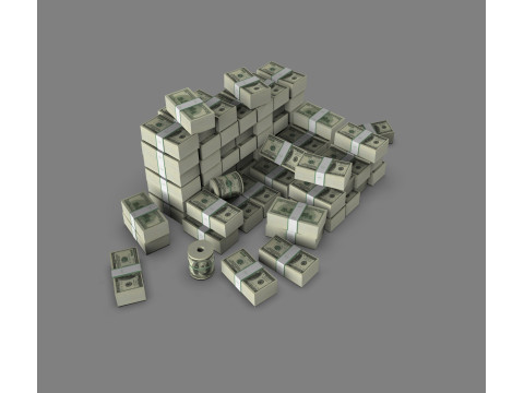 Stacks of Money Cash Piles Prop 3D Model