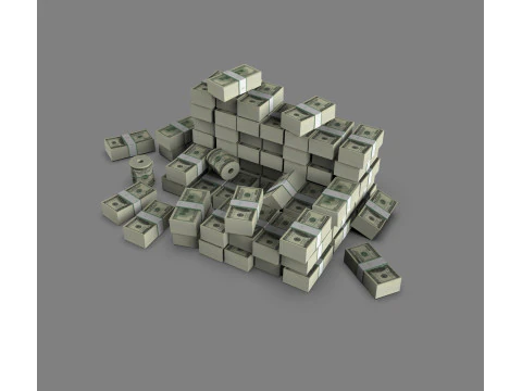 Stacks of Money Cash Piles Prop 3D Model