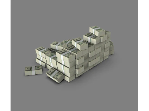 Stacks of Money Cash Piles Prop 3D Model