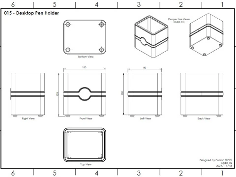 015 - Desktop Pen Holder 3D Model