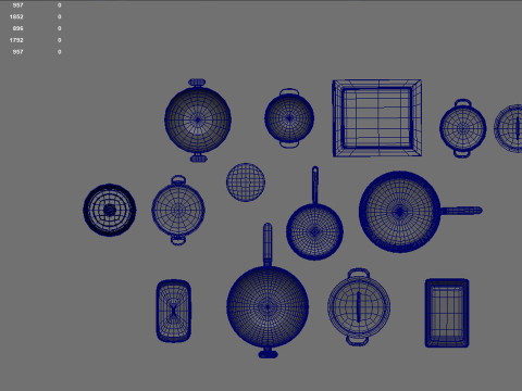 Kitchen Kit pan and cooking pot accessories 4K textures 3D मॉडल