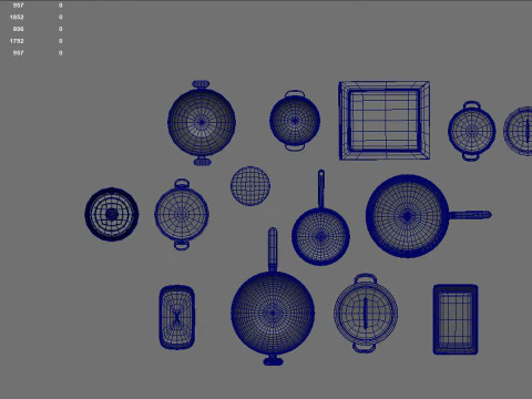 Kitchen Kit pan and cooking pot accessories 4K textures 3D Model