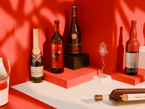Business Wine Brand Show Set 3D 模型