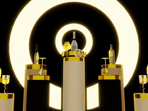 Conjunto Branco Show de Marca de Vinho Empresarial Modelo 3D