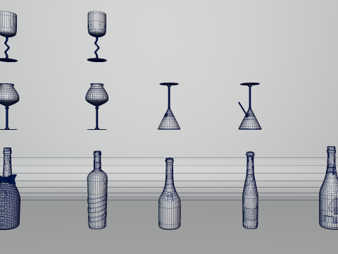 Business Wine Brand Show White Set 3D 模型