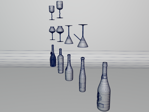 Business Wine Brand Show White Set 3D 模型