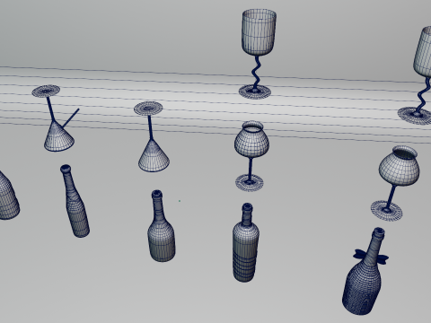 Business Wine Brand Show White Set 3D 模型