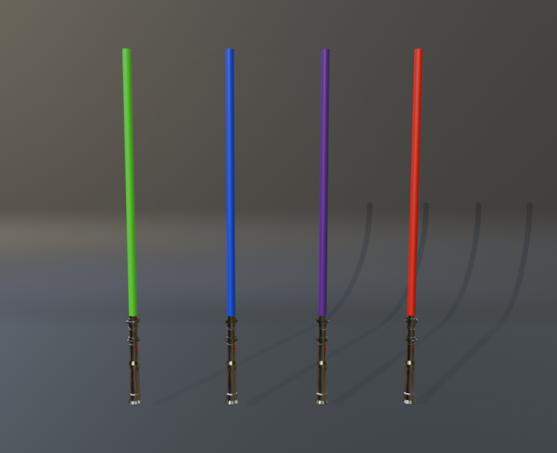 4 Different Light Saber 3D Model .c4d .max .obj .3ds .fbx .stl .blend 