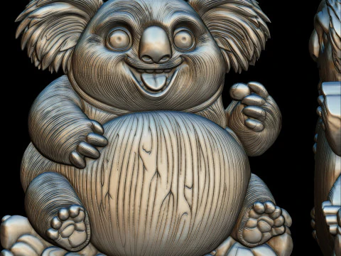 Lovely Cute Koalas Bas Relief 3D print model 3D Print Model