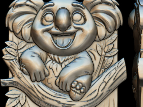 Lovely Cute Koalas Bas Relief 3D print model 3D 打印模型
