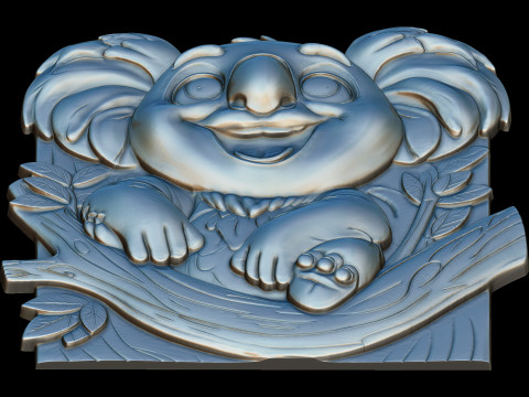 Lovely Cute Koalas Bas Relief 3D print model 3D 打印模型