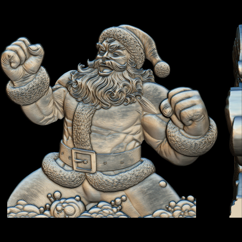 Jolly Muscle Santa Bas Relief 3D print model 3D 프린트 모델 .c4d .max .obj .3ds .fbx .stl .blend