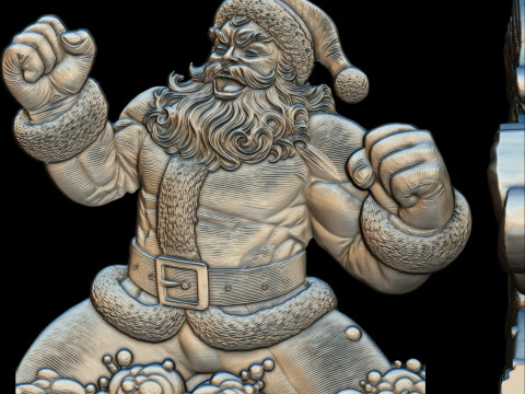 Jolly Muscle Santa Bas Relief 3D print model 3D-Druckmodell