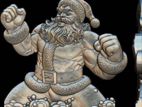 Jolly Muscle Santa Bas Relief 3D-printmodel 3D printmodel