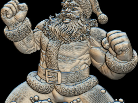 Jolly Muscle Santa Bas Relief 3D print model 3D 프린트 모델