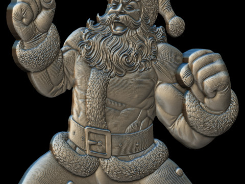 Jolly Muscle Santa Bas Relief 3D print model 3D 프린트 모델