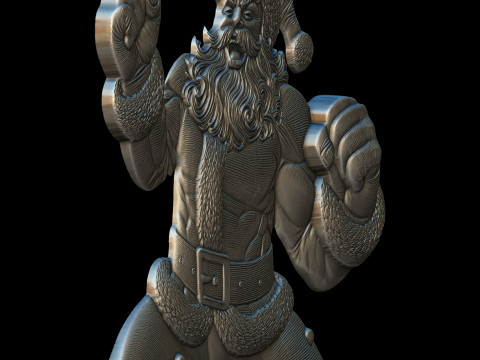 Jolly Muscle Santa Bas Relief 3D print model 3D 프린트 모델