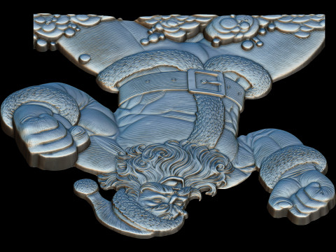 Jolly Muscle Santa Bas Relief 3D print model 3D 프린트 모델