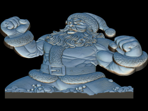 Jolly Muscle Santa Bas Relief 3D print model 3D 프린트 모델