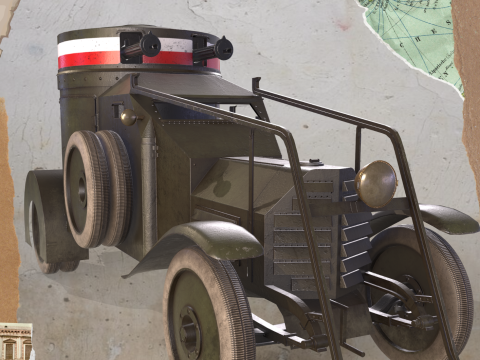 WWI armored car Lancia 1ZM 1916 3D Model