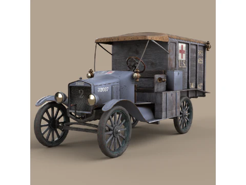 Ambulância Modelo T Primeira Guerra Mundial 1917 Modelo 3D