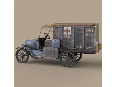 Model T Ambulance WWI 1917 3D Model