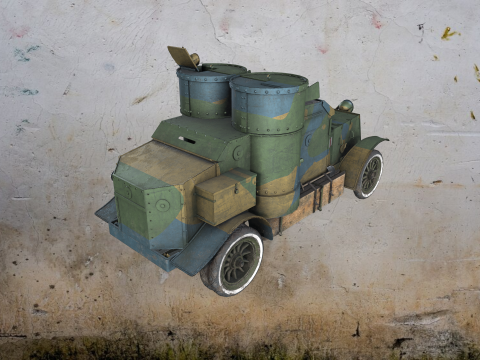 WWI armored car - Austin - 3rd Series 1918 3D Модель