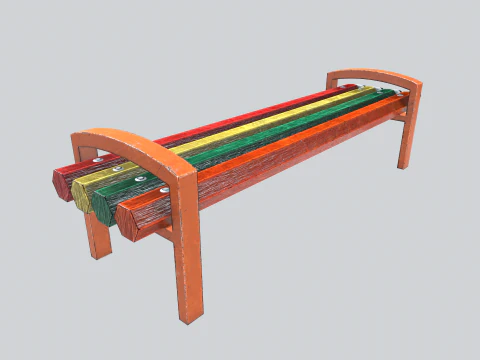 Street Park Bench Low-poly 3D Model