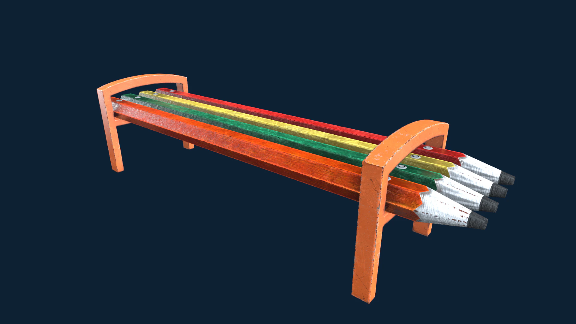 Street Park Bench Low-poly 3D Model .c4d .max .obj .3ds .fbx .stl .blend 
