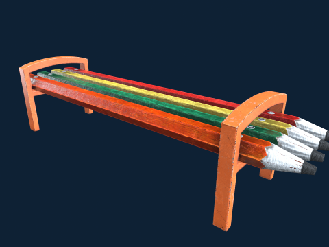 Street Park Bench Low-poly Model 3D