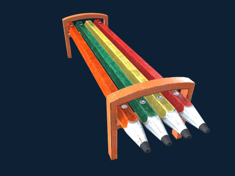 Street Park Bench Low-poly 3Dモデル