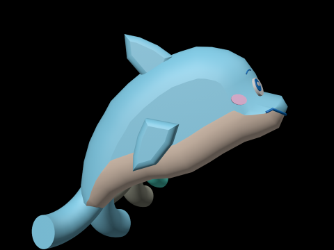 Happy Baby Dolphins Collection - 4 Colorful Characters Model 3D