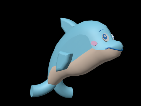 Happy Baby Dolphins Collection - 4 Colorful Characters Model 3D