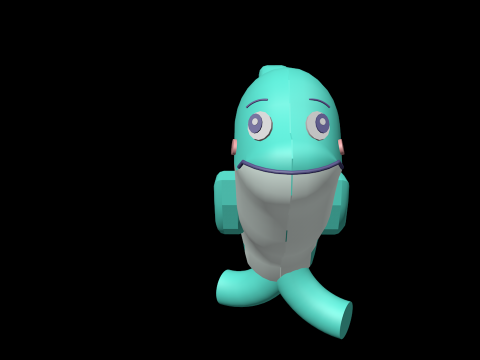 Happy Baby Dolphins Collection - 4 Colorful Characters Model 3D
