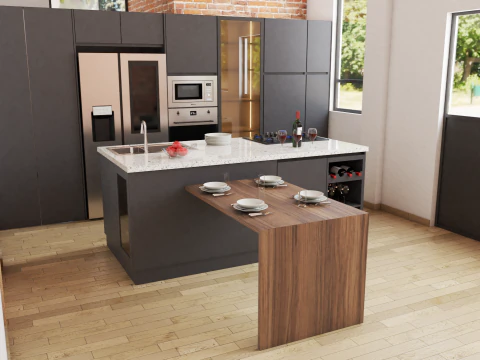 Design moderno de cozinha 001 Modelo 3D
