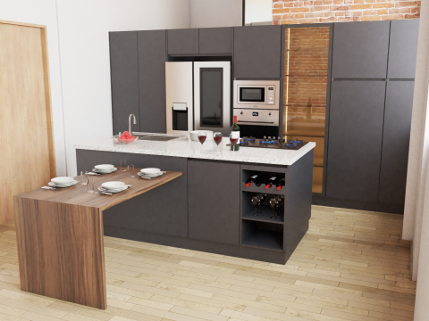 Modern Kitchen Design 001 Modèle 3D