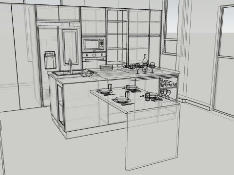 Modern Kitchen Design 001 Modèle 3D