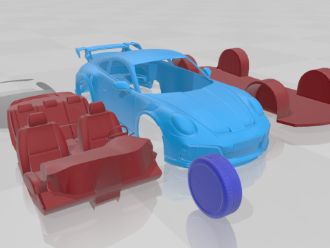 Porsche 911 TECHART GTstreet R 2022 - Separate Parts 3D प्रिंट मॉडल