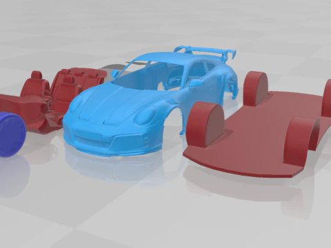 Porsche 911 TECHART GTstreet R 2022 - Separate Parts 3D Print Model