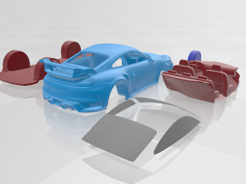 Porsche 911 TECHART GTstreet R 2022 - Separate Parts 3D प्रिंट मॉडल