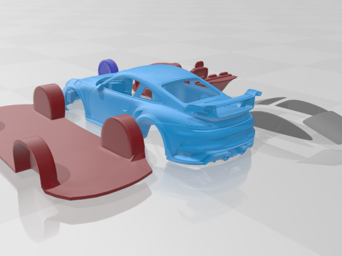 Porsche 911 TECHART GTstreet R 2022 - Separate Parts 3D प्रिंट मॉडल