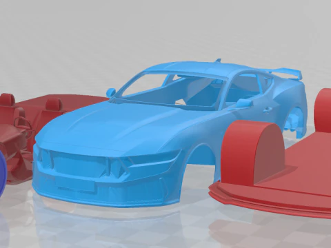Carro imprim&iacute;vel em 3D Mustang Dark Horse 2024 em pe&ccedil;as separadas Modelo de Impressão 3D