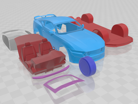 Mustang Dark Horse 2024 3D Printable Car in Separate Parts Modelo de Impressão 3D